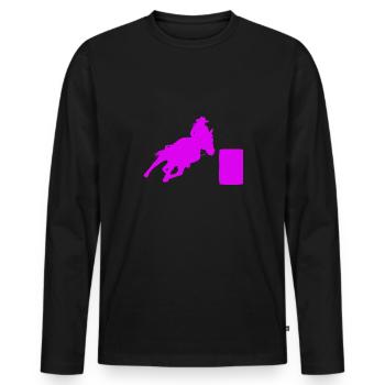 Cheval de course de barils de rodéo - T-shirt manches longues Premium bio Homme - noir - Devant - Nico (187cm)