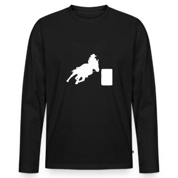 Cheval de course de barils de rodéo - T-shirt manches longues Premium bio Homme - noir - Devant - Nico (187cm)