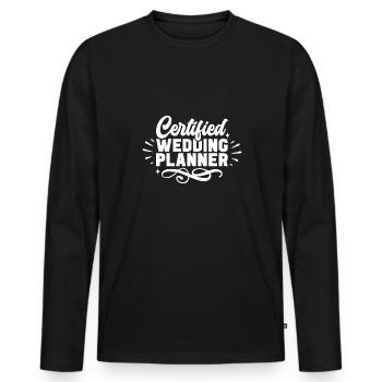 Certified Wedding planner and marriage event - Men's Premium Organic Long Sleeve Shirt - black - Front - Nico (187cm)