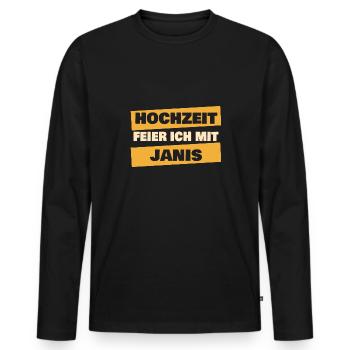 Janis - Men's Premium Organic Long Sleeve Shirt - black - Front - Nico (187cm)