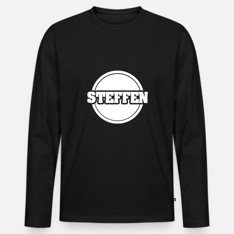 Steffen - Männer Premium Bio Langarmshirt - Schwarz