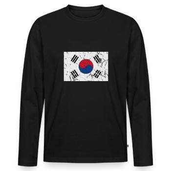 Corée du Sud - T-shirt manches longues Premium bio Homme - noir - Devant - Nico (187cm)