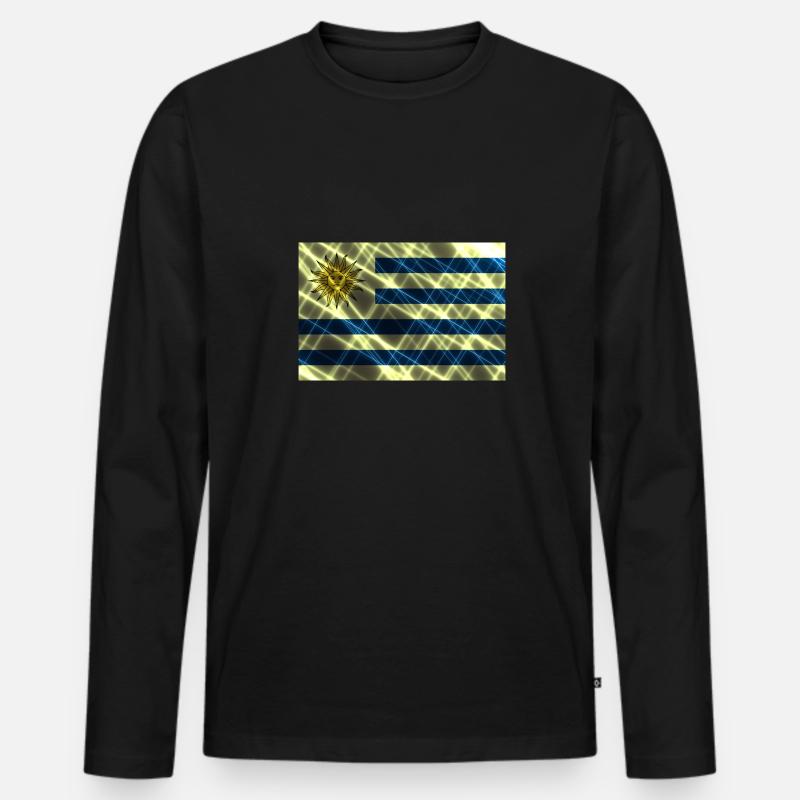 Uruguay - Männer Premium Bio Langarmshirt - Schwarz