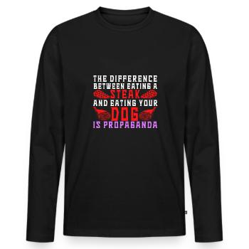 Vegan Fleischlos Tierlieb & Veganer - Männer Premium Bio Langarmshirt - Schwarz - Vorne - Nico (187cm)