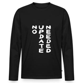 NO UPDATE white - Männer Premium Bio Langarmshirt - Schwarz - Vorne - Nico (187cm)