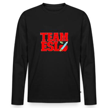 Professeur d’anglais langue seconde langue étrangère - T-shirt manches longues Premium bio Homme - noir - Devant - Nico (187cm)