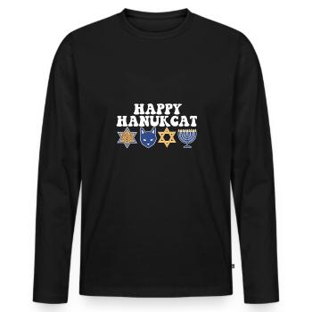 Jewish Hanukkah Hanukcat Star Of David Menorah - Men's Premium Organic Long Sleeve Shirt - black - Front - Nico (187cm)