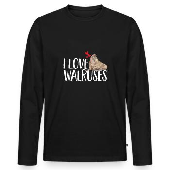 Walross - Männer Premium Bio Langarmshirt - Schwarz - Vorne - Nico (187cm)
