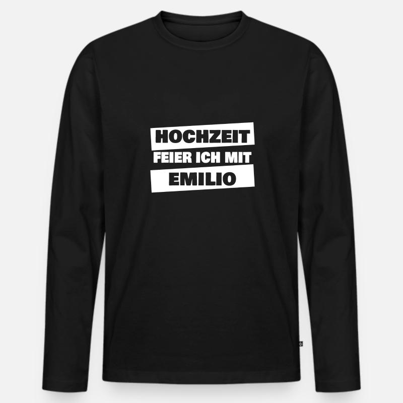 Emilio - Männer Premium Bio Langarmshirt - Schwarz