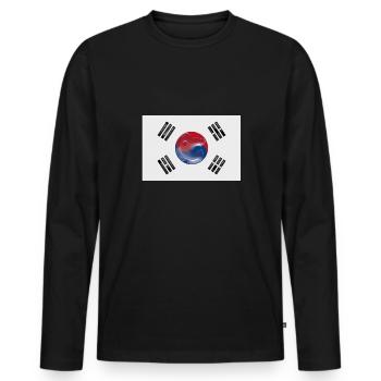 Corée du Sud - T-shirt manches longues Premium bio Homme - noir - Devant - Nico (187cm)