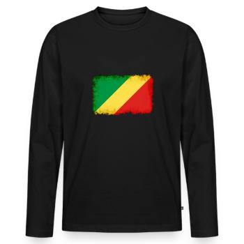 République du Congo - T-shirt manches longues Premium bio Homme - noir - Devant - Nico (187cm)