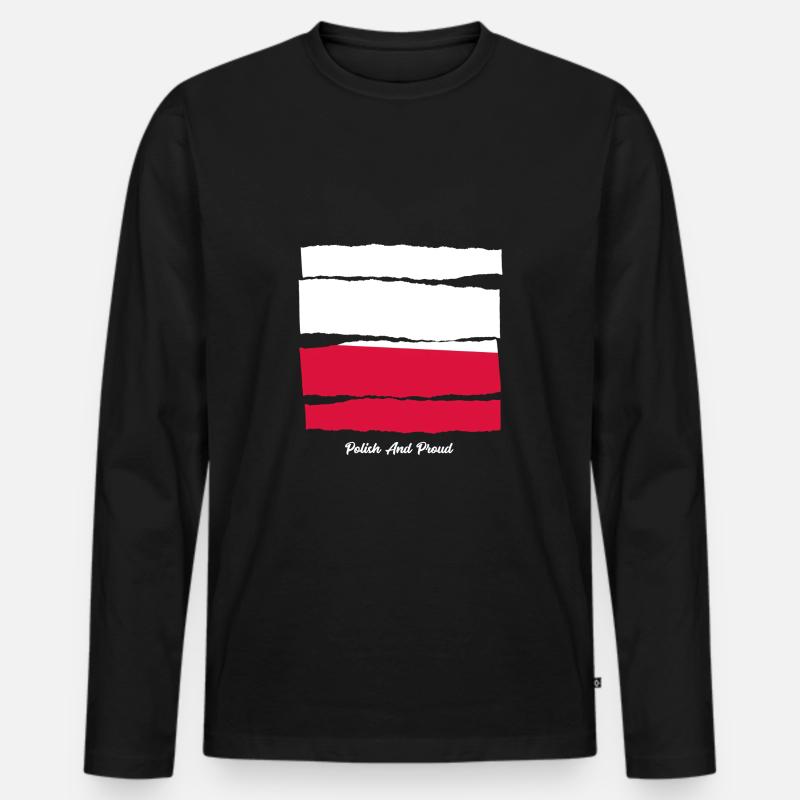 Pole und Stolz Polen - Männer Premium Bio Langarmshirt - Schwarz