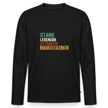 STARK LEGENDÄR ATTRAKTIV STEUERBERATER - Männer Premium Bio Langarmshirt - Schwarz - Vorne - Nico (187cm)