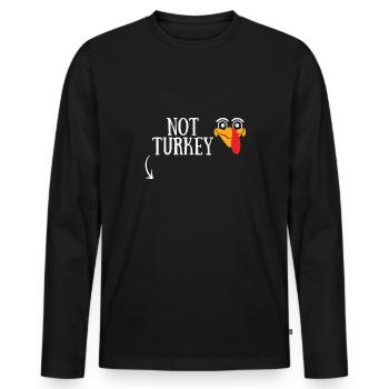 Thanksgiving pas la dinde - T-shirt manches longues Premium bio Homme - noir - Devant - Nico (187cm)