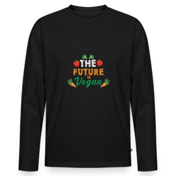 Vegan Fleischlos Tierlieb & Veganer - Männer Premium Bio Langarmshirt - Schwarz - Vorne - Nico (187cm)