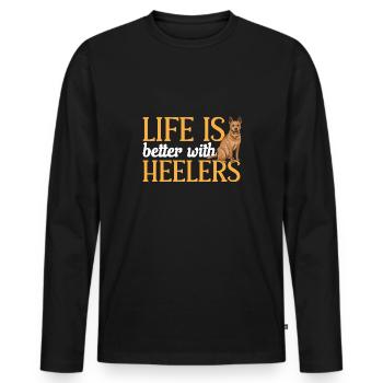 Australian Cattle Dog Red Blue Heeler - Männer Premium Bio Langarmshirt - Schwarz - Vorne - Nico (187cm)