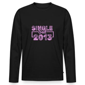 Single 2013 - Männer Premium Bio Langarmshirt - Schwarz - Vorne - Nico (187cm)