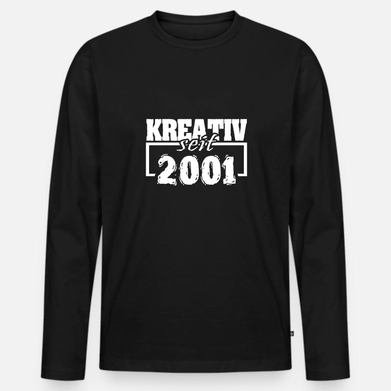2001 - Männer Premium Bio Langarmshirt - Schwarz