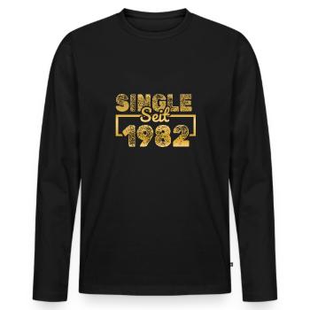 since 1982 - Men's Premium Organic Long Sleeve Shirt - black - Front - Nico (187cm)
