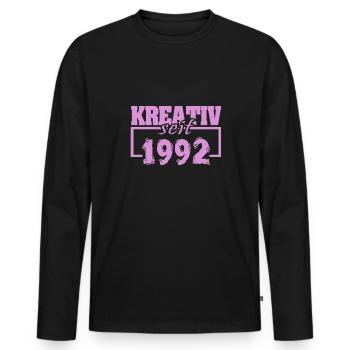 1992 - T-shirt manches longues Premium bio Homme - noir - Devant - Nico (187cm)