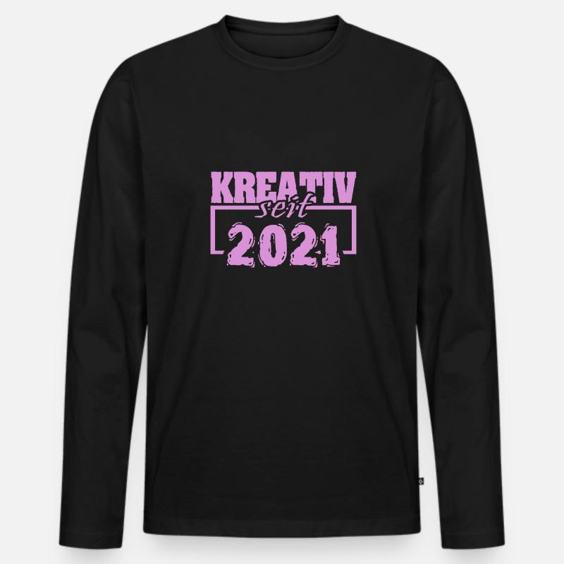 2021 - Männer Premium Bio Langarmshirt - Schwarz