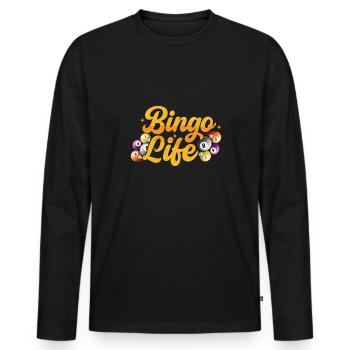 Joueur de bingo interrogez-moi sur la conception du bingo chanceux - T-shirt manches longues Premium bio Homme - noir - Devant - Nico (187cm)