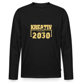 Peintre 2030 - T-shirt manches longues Premium bio Homme - noir - Devant - Nico (187cm)