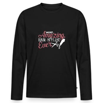 Hair Stylist Amazing Hair Stylist - Men's Premium Organic Long Sleeve Shirt - black - Front - Nico (187cm)