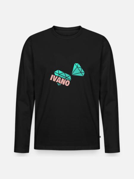 Papa Iva - Männer Premium Bio Langarmshirt - Schwarz