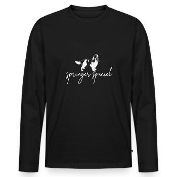 English Springer Spaniel Dog - Men's Premium Organic Long Sleeve Shirt - black - Front - Nico (187cm)