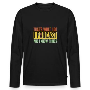 Podcasteur Podcast - T-shirt manches longues Premium bio Homme - noir - Devant - Nico (187cm)