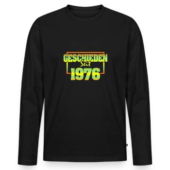 Husband 1976 - Men's Premium Organic Long Sleeve Shirt - black - Front - Nico (187cm)