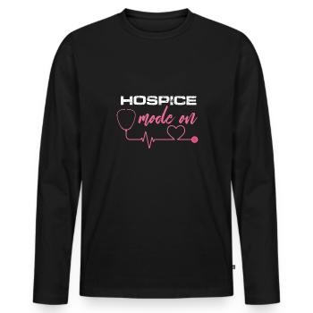 Mode Hospice Sur Soins Terminaux Soins Infirmiers RN - T-shirt manches longues Premium bio Homme - noir - Devant - Nico (187cm)