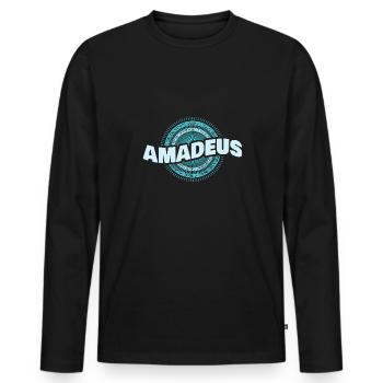 Amadeus als Geschenkidee - Männer Premium Bio Langarmshirt - Schwarz - Vorne - Nico (187cm)