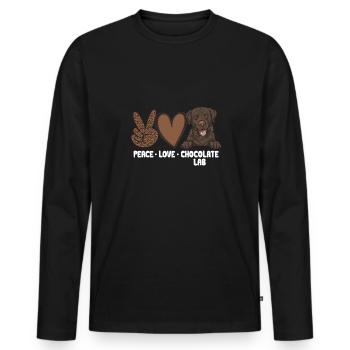 Chien Labrador Retriever brun chocolat - T-shirt manches longues Premium bio Homme - noir - Devant - Nico (187cm)