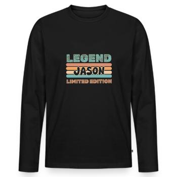 Jason comme prénom - T-shirt manches longues Premium bio Homme - noir - Devant - Nico (187cm)