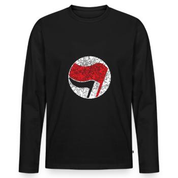 antifa flag left - Men's Premium Organic Long Sleeve Shirt - black - Front - Nico (187cm)