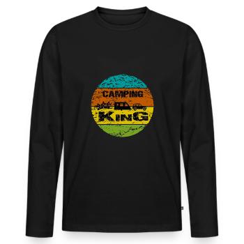 Camping - T-shirt manches longues Premium bio Homme - noir - Devant - Nico (187cm)