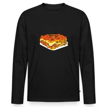 Lasagna Comic Style - Men's Premium Organic Long Sleeve Shirt - black - Front - Nico (187cm)