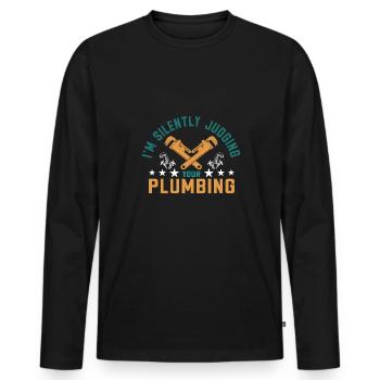Handwerker Installateur Spruch Klempner - Männer Premium Bio Langarmshirt - Schwarz - Vorne - Nico (187cm)