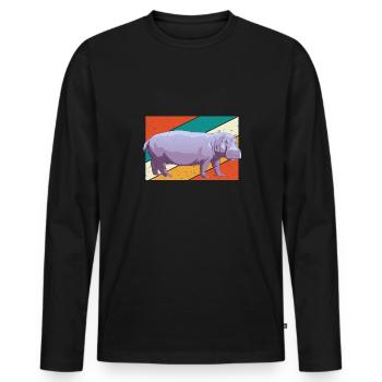 Hippopotame Hippopotame - T-shirt manches longues Premium bio Homme - noir - Devant - Nico (187cm)