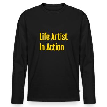 Artistes de la vie en action - T-shirt manches longues Premium bio Homme - noir - Devant - Nico (187cm)