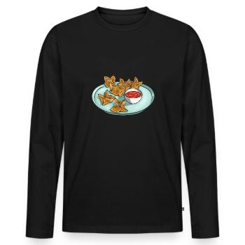 Krabben Rangoon Crab Rangoon - Men's Premium Organic Long Sleeve Shirt - black - Front - Nico (187cm)