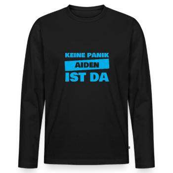Aiden als Vorname - Männer Premium Bio Langarmshirt - Schwarz - Vorne - Nico (187cm)