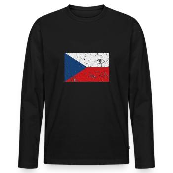 Tchéquie - T-shirt manches longues Premium bio Homme - noir - Devant - Nico (187cm)