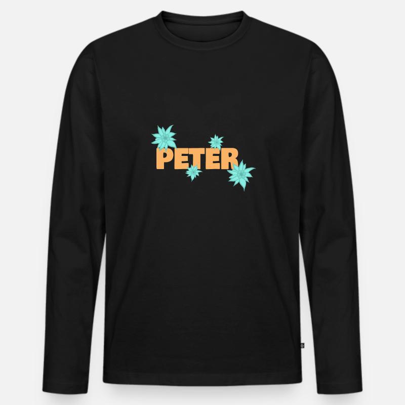 Edelweiß Peter - Männer Premium Bio Langarmshirt - Schwarz