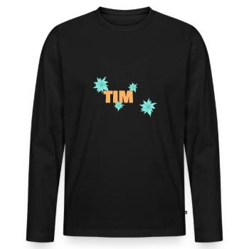 Edelweiß Tim - Männer Premium Bio Langarmshirt - Schwarz - Vorne - Nico (187cm)