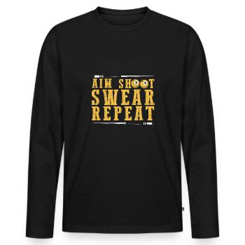 Dart & Bier Lustiger Darts Spruch - Männer Premium Bio Langarmshirt - Schwarz - Vorne - Nico (187cm)