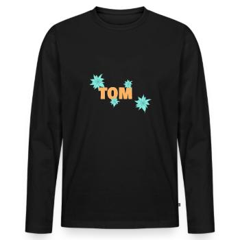 Vorname Tom - Männer Premium Bio Langarmshirt - Schwarz - Vorne - Nico (187cm)