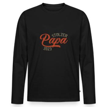 Stolzer Papa 2023 - Männer Premium Bio Langarmshirt - Schwarz - Vorne - Nico (187cm)